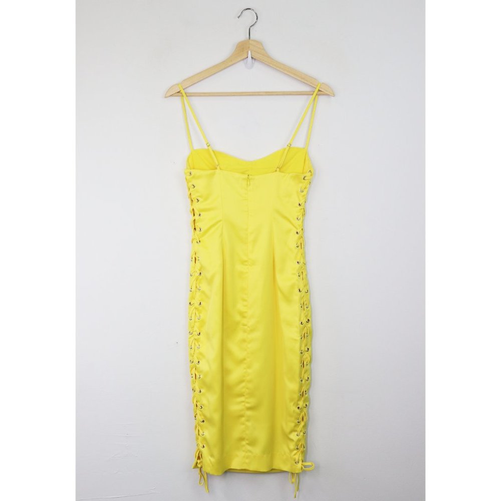 NWT NBD Jasmine Midi Dress Sleeveless Strappy Lace Up Bodycon Yellow X Small - Picture 4 of 11